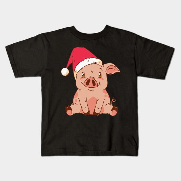 Christmas Pig Kids T-Shirt by madeinchorley